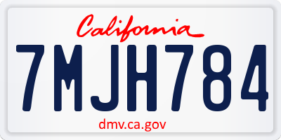 CA license plate 7MJH784