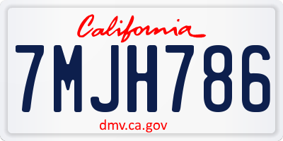 CA license plate 7MJH786