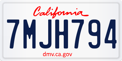 CA license plate 7MJH794