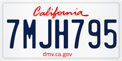 CA license plate 7MJH795