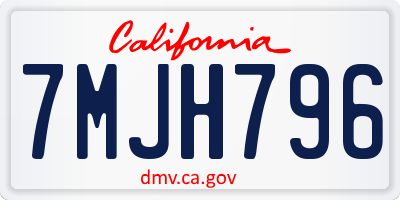 CA license plate 7MJH796