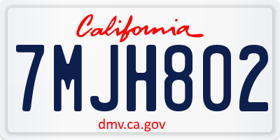 CA license plate 7MJH802