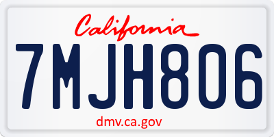 CA license plate 7MJH806