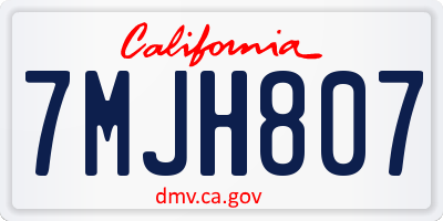 CA license plate 7MJH807