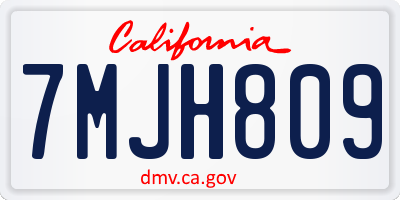 CA license plate 7MJH809