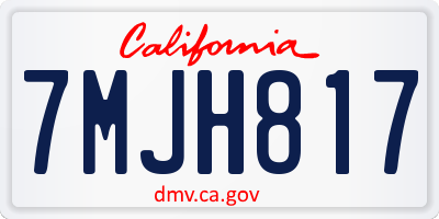 CA license plate 7MJH817