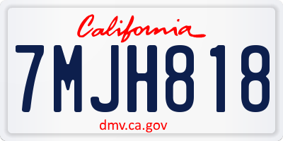 CA license plate 7MJH818