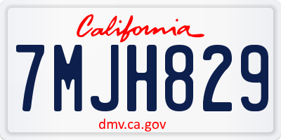 CA license plate 7MJH829