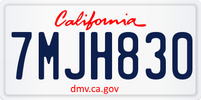 CA license plate 7MJH830