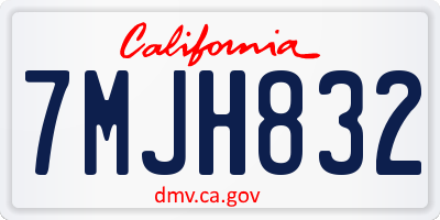 CA license plate 7MJH832