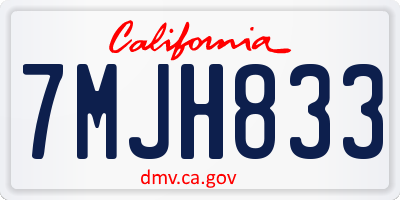 CA license plate 7MJH833