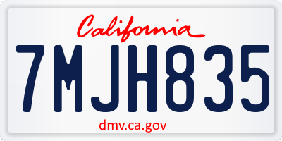 CA license plate 7MJH835