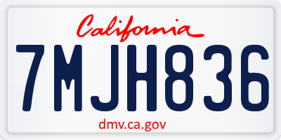 CA license plate 7MJH836