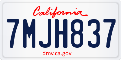 CA license plate 7MJH837