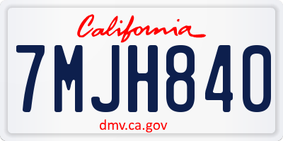 CA license plate 7MJH840