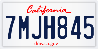 CA license plate 7MJH845
