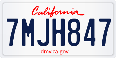 CA license plate 7MJH847