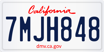 CA license plate 7MJH848