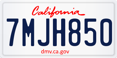 CA license plate 7MJH850