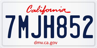 CA license plate 7MJH852