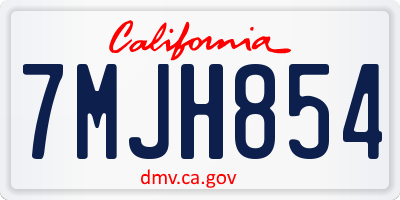 CA license plate 7MJH854