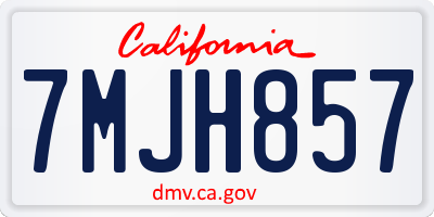 CA license plate 7MJH857