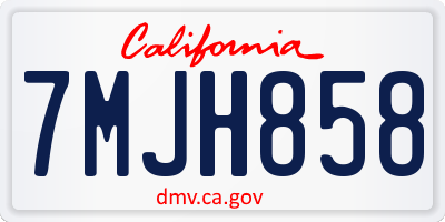 CA license plate 7MJH858