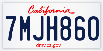 CA license plate 7MJH860