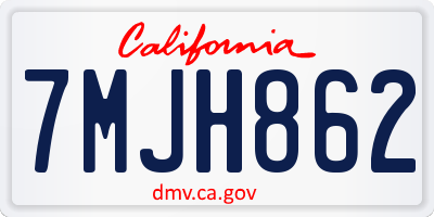 CA license plate 7MJH862