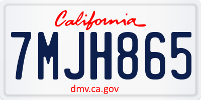 CA license plate 7MJH865