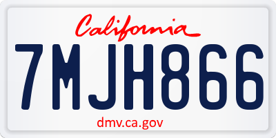 CA license plate 7MJH866