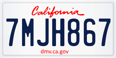 CA license plate 7MJH867