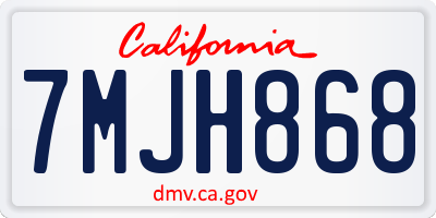 CA license plate 7MJH868