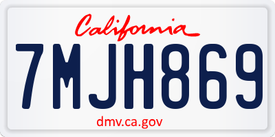 CA license plate 7MJH869