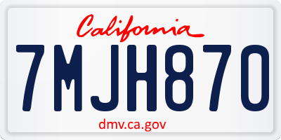 CA license plate 7MJH870