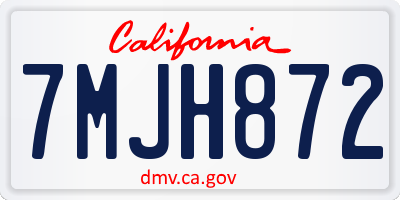 CA license plate 7MJH872