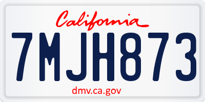 CA license plate 7MJH873