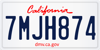 CA license plate 7MJH874