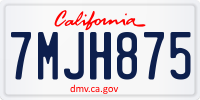 CA license plate 7MJH875