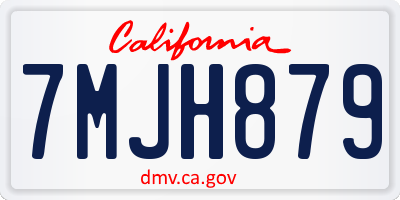CA license plate 7MJH879