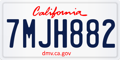 CA license plate 7MJH882