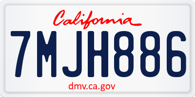 CA license plate 7MJH886
