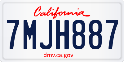 CA license plate 7MJH887