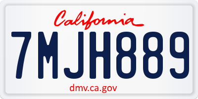 CA license plate 7MJH889