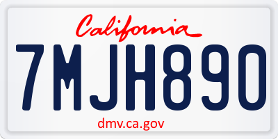 CA license plate 7MJH890