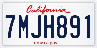 CA license plate 7MJH891