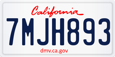 CA license plate 7MJH893