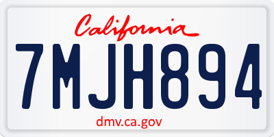 CA license plate 7MJH894