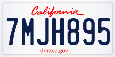 CA license plate 7MJH895