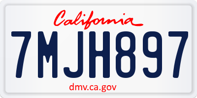 CA license plate 7MJH897
